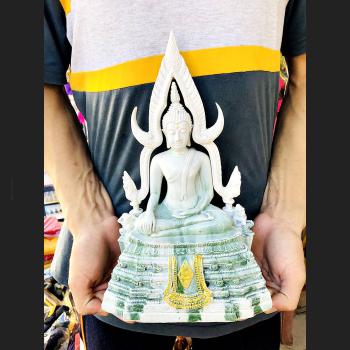 Large 30cm Buddha Chinnaraj Statue Marble Fiber Glass Mass Chant Thai Amulet #16071