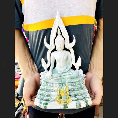 Large 30cm Buddha Chinnaraj Statue Marble Fiber Glass Mass Chant Thai Amulet #16071