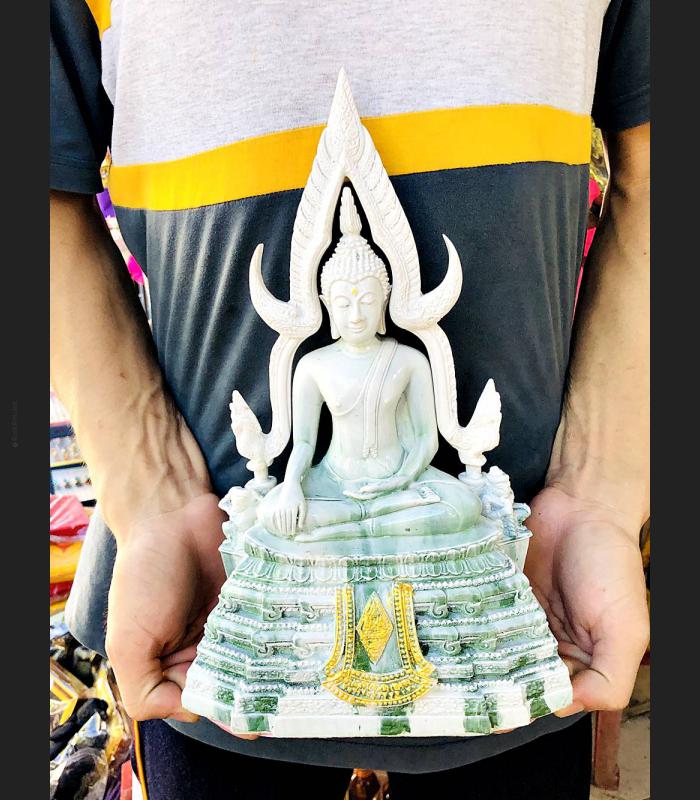 Large 30cm Buddha Chinnaraj Statue Marble Fiber Glass Mass Chant Thai Amulet #16071