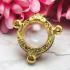 Empty Metal Frame Case Thai Amulet Gold Micron 24k Luk-om Ball 3hook 1.8cm 16098