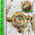 Empty Metal Frame Case Gold Micron 24k LukOm Ball 3hook 1.5cm Thai Amulet #16099