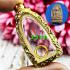 Empty Metal Stencil Frame Case Thai Amulet Gold Micron 24k Standing 3.5cm #16102