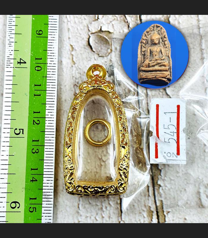 Empty Metal Stencil Frame Case Thai Amulet Gold Micron 24k Standing 3.5cm #16102