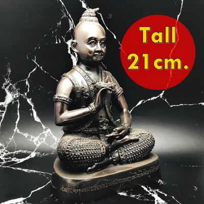 LARGE BRONZE STATUE GUMAN THONG BOY ROWEL WHEEL THAI AMULET BE2555 LP PERN