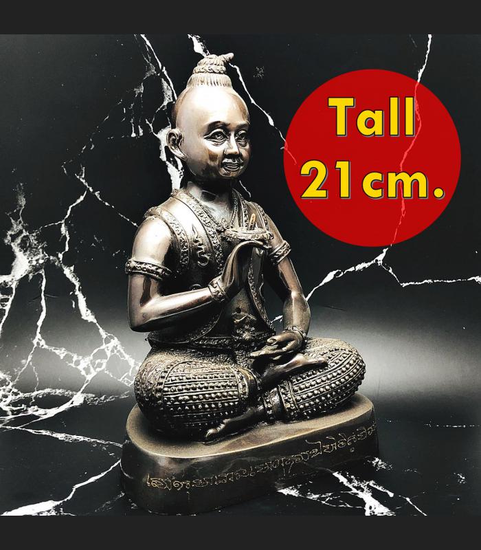 LARGE BRONZE STATUE GUMAN THONG BOY ROWEL WHEEL THAI AMULET BE2555 LP PERN