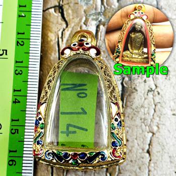 Empty Stencil Metal Frame Case Gold Micron 24k Color Paint 3cm Thai Amulet 16170