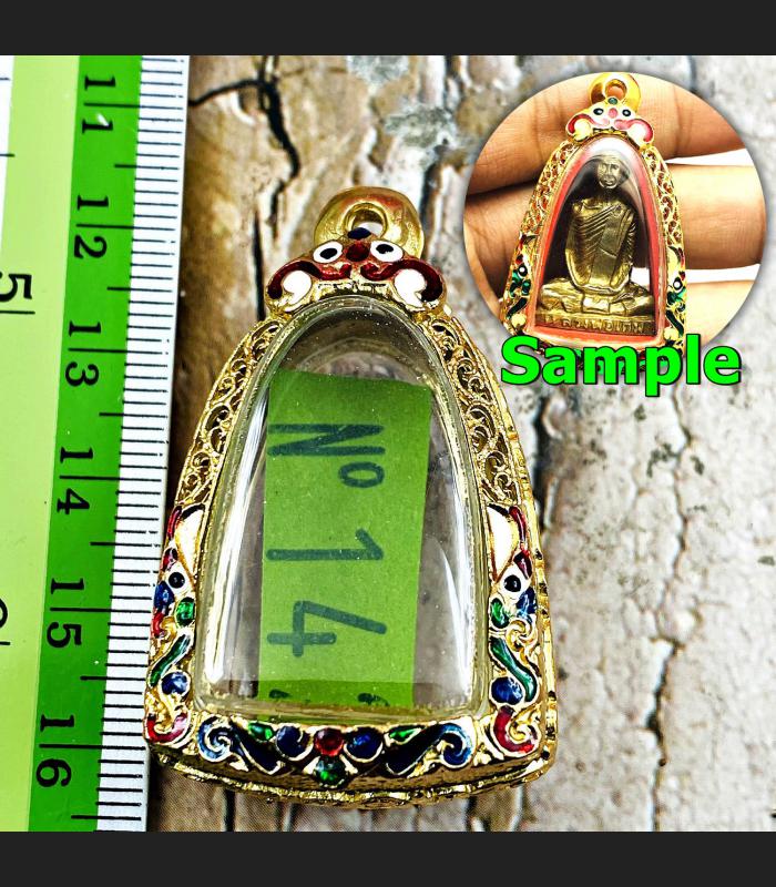 Empty Stencil Metal Frame Case Gold Micron 24k Color Paint 3cm Thai Amulet 16170