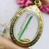 EMPTY STENCIL METAL FRAME CASE OVAL THAI AMULET GOLD 24K MICRON COLORED 3.5CM