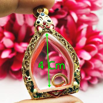 Empty Stencil Frame Case Gold Plated 24k Micron Colored Jaosua Thai Amulet 16173