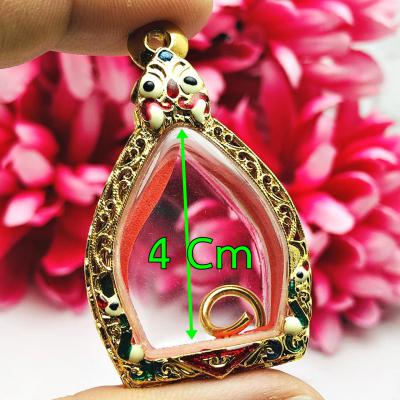 Empty Stencil Frame Case Gold Plated 24k Micron Colored Jaosua Thai Amulet 16173