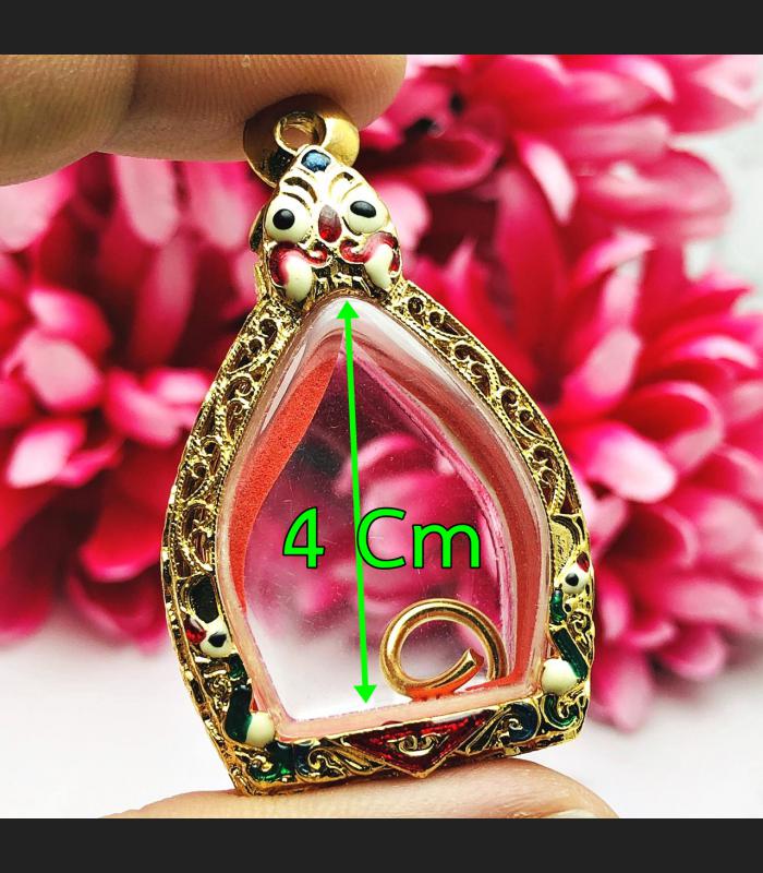 Empty Stencil Frame Case Gold Plated 24k Micron Colored Jaosua Thai Amulet 16173