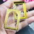 BLANK EMPTY ACRYLIC PLASTIC FRAME CASE THAI AMULET 2IN1 LIMPID+GOLD SOMDEJ 4CM