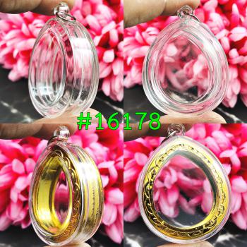BLANK EMPTY ACRYLIC FRAME CASE THAI AMULET 2IN1 LIMPID+GOLD PIDTA 3.5CM