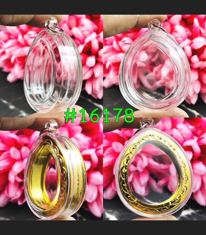 BLANK EMPTY ACRYLIC FRAME CASE THAI AMULET 2IN1 LIMPID+GOLD PIDTA 3.5CM