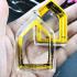 BLANK EMPTY ACRYLIC FRAME CASE THAI AMULET 2IN1 LIMPID+GOLD PENTAGON KHUNPAEN 4CM