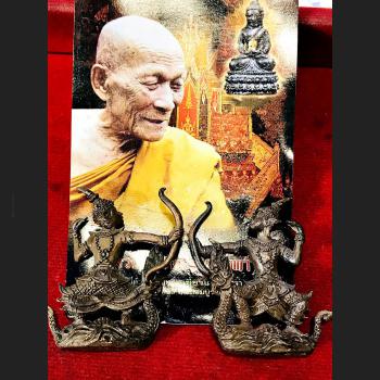 NARAI ARROW ARCHERY MINIATURE BRONZE STATUE AMULET THAI LP KALONG BE2552 GOD LIFE WELL