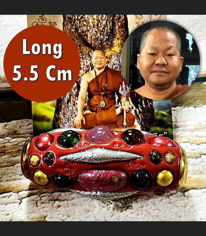 Takud Leklai Mix Watcharatad Lp Somporn Shield Life Brown 5cm Thai Amulet #16198