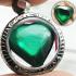 Leklai Naga Eye Pendant Stone Heart Money Wealth Lucky Green Thai Amulet #16212