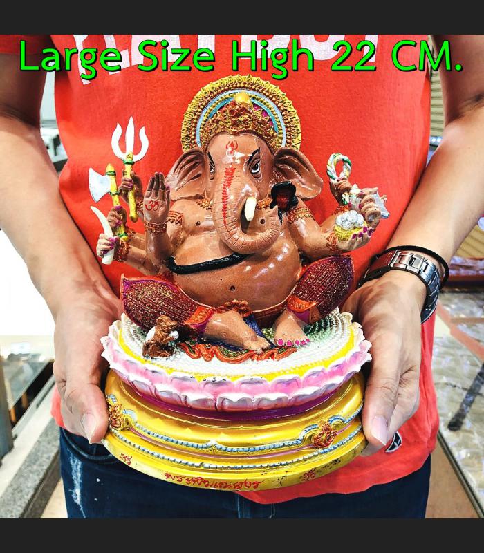 LARGE BRONZE STATUE GENESHA ELEPHANT GOD SUCCESSFUL AMULET THAI RICHLY LP KEY WAT SRILAMYOG 8 ARMS PAINT EDITION BE2555