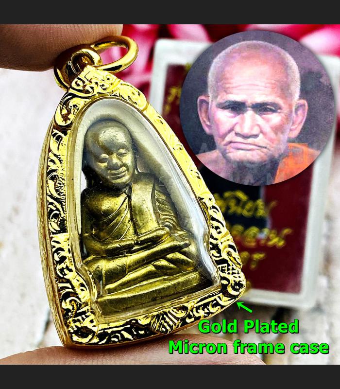 Miniature Brass Lp Ngern Watbangkan Smile Face Kongtoon Be2553 Thai Amulet 16257