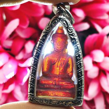 Leklai Naga Eye Crystal Healing Stone Buddha Red Powerful Luck Thai Amulet 16265