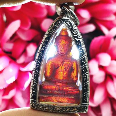 Leklai Naga Eye Crystal Healing Stone Buddha Red Powerful Luck Thai Amulet 16265