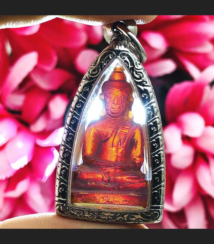Leklai Naga Eye Crystal Healing Stone Buddha Red Powerful Luck Thai Amulet 16265