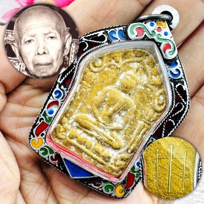Silver Casing Khunpaen 3Takrut Tim WatRahanrai Be2515 Yellow Thai Amulet #16302