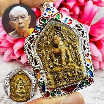 Silver Casing Khunpaen Tim WatLahanRai Be2515 Protector Buhhda Thai Amulet 16303