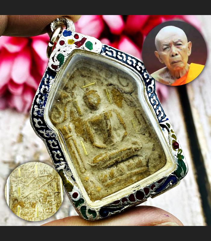 Silver Pendant Khunpaen Ashes Whisper Tim Watlahanrai 9takrut Thai Amulet #16307