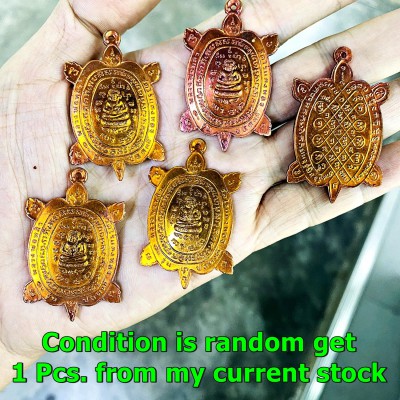 Turtle Lp Liew Happy Buddha Sankajai Plodni Clean Debt Be2536 Thai Amulet #16308