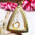 Empty Frame Blank Case 24k Gold Micron Triangle Nangpaya 3.5cm Thai Amulet 16310