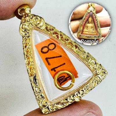 Empty Frame Blank Case 24k Gold Micron Triangle Nangpaya 3.5cm Thai Amulet 16310