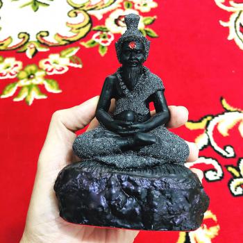 LARGE BUCHA LERSRI HERMIT STATUE LEKLAI POWDER ROBE LUCKY GOOD FORTUNE PREVEN BAD THING THAI AMULET LP SOMPORN