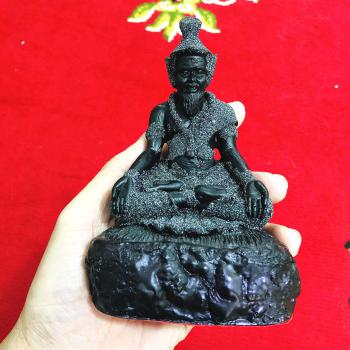 LARGE BUCHA LERSRI HERMIT STATUE LEKLAI POWDER ROBE LUCKY GOOD FORTUNE PREVEN BAD THING THAI AMULET LP SOMPORN