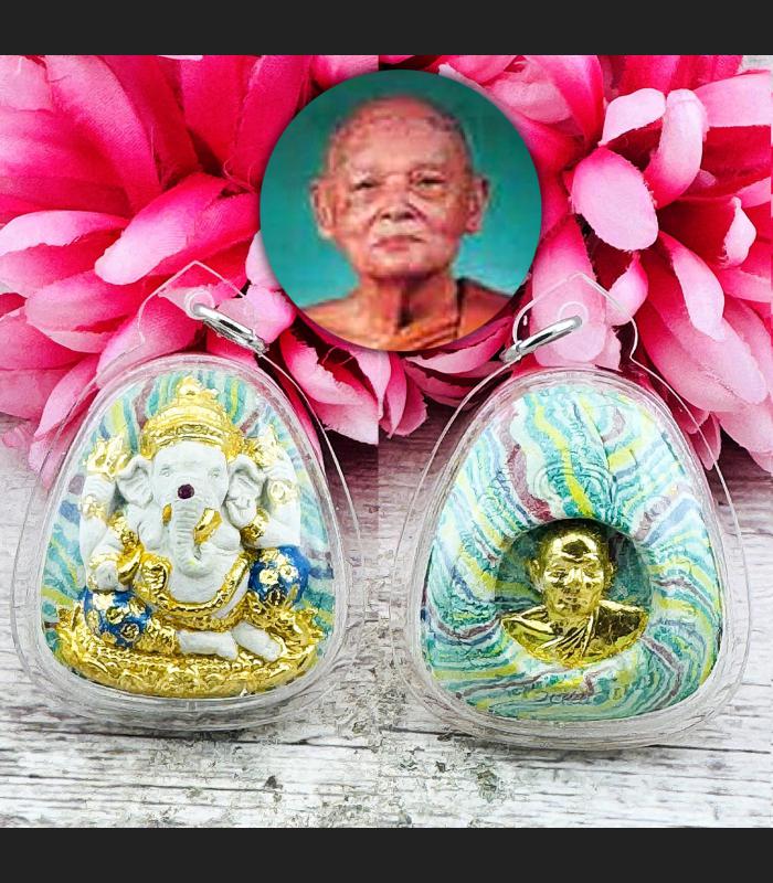 Deity Elephant God Pikanet Success Lp Pae Be2553 Rainbow Gold Thai Amulet #16336