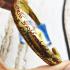 WRIST BRACELET BANGLE GAMBLING EMPEROR OWNED EARTH THAI AMULET LP ARJARN O AJARN OLE ADJUSTABLE GOLD RED ALPHABET BE2559 Thai Amulet #16338