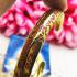 WRIST BRACELET BANGLE GAMBLING EMPEROR OWNED EARTH THAI AMULET LP ARJARN O AJARN OLE ADJUSTABLE GOLD RED ALPHABET BE2559 Thai Amulet #16338