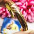 WRIST BRACELET BANGLE GAMBLING EMPEROR OWNED EARTH THAI AMULET LP ARJARN O AJARN OLE ADJUSTABLE GOLD RED ALPHABET BE2559 Thai Amulet #16338