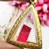 Empty Frame Case 24k Gold Micron Triangle Nangpaya 3.5cm Color Thai Amulet 16344