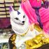 Wealth Rich Statue Lady Nine Tail Fox Kumiho Kitsune Thai Amulet Neramit #16359 Pink