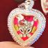 BEAUTIFUL LOCKET PHOTO SEXY LADY NINE 9TAIL FOX HEART KUMIHO KITSUNE THAI AMULET LP NERAMIT BE2560 SILVERY MICRON DIAMOND FRAME CASE