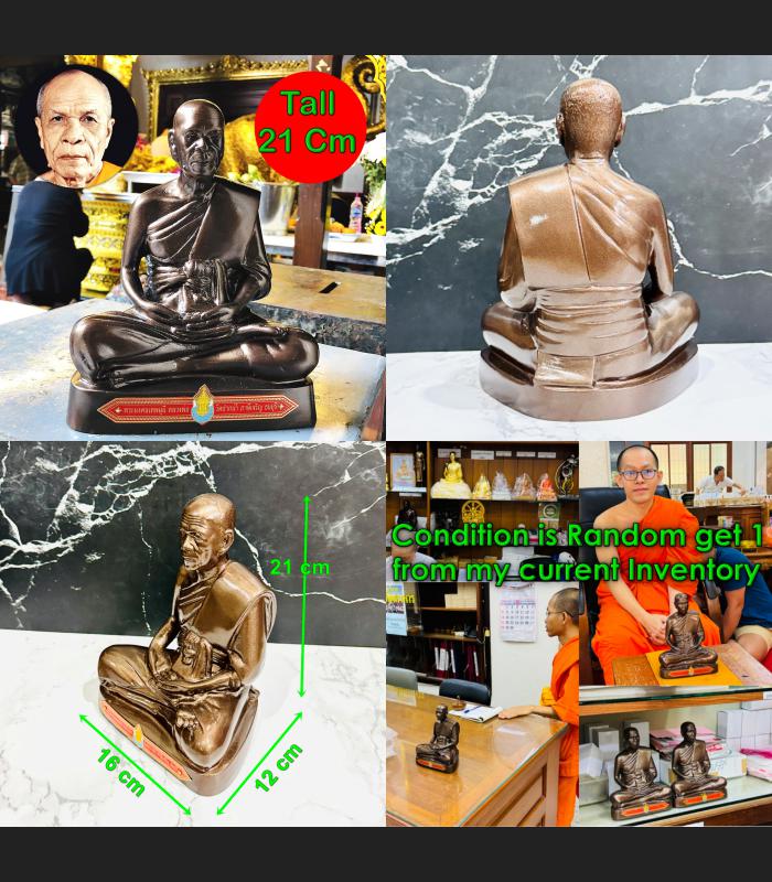 Large Bronze Monk Statue Meditation Lucky Sod Watpaknam Be2550 Thai Amulet 16418