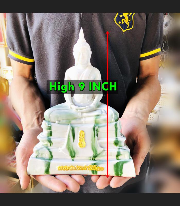 Large Buddha Bucha Soton Statue Marble Fiber Glass Mass Chant Thai Amulet #16439