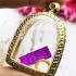 Empty Stencil Metal Frame Case Gold Micron 24k Sumkor H3.2cm Thai Amulet #16444