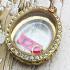 Empty Frame Case Gold Micron 24k Diamond Thick Pidta Jumbo 4cm Thai Amulet 16449