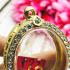 Empty Frame Case Gold Micron 24k Diamond Thick Pidta Jumbo 4cm Thai Amulet 16449