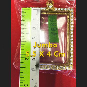EMPTY FRAME CASE GOLD MICRON 24K THAI AMULET DIAMOND SOMDEJ JUMBO 5.5CM