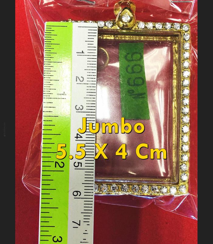 EMPTY FRAME CASE GOLD MICRON 24K THAI AMULET DIAMOND SOMDEJ JUMBO 5.5CM