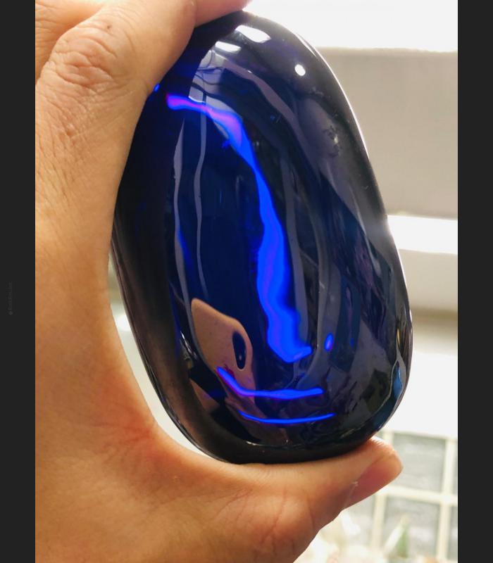 JUMBO LARGE NAGA EYE HEALING LUCKY RIVER CAVE THAI AMULET GEM STONE LEKLAI CRYSTAL DEITY BLESSED OVAL SHAPE DARK PURPLE